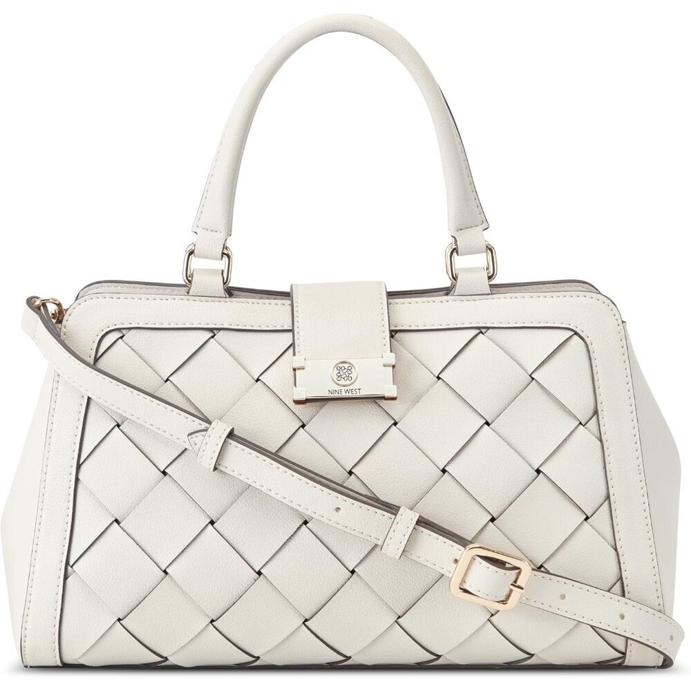 Womens Satchel Cotton Blend Lining Zipper Closure Woven Hardware Fashion Bag